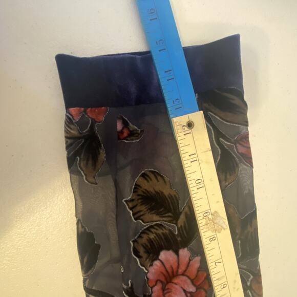 Vintage Evening Kimono Velvet Burnout Cardigan Floral Black Purple Vamp Boho 12 - Picture 3 of 8